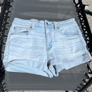 Light wash jean shorts